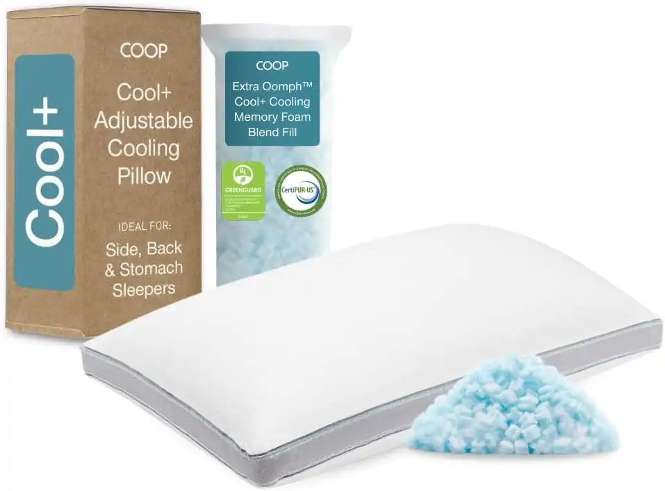 Coop Cool+ Pillow - A high-density memory foam pillow featuring adjustable fill and thermal regulation materials