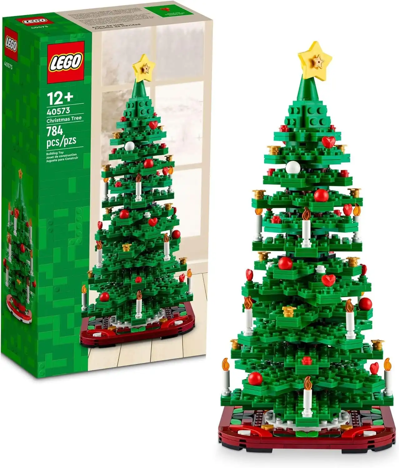 LEGO Christmas Tree - A small-scale structural model utilized for seasonal workstation decoration